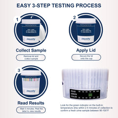 Identify Diagnostics tira de temperatura integrada en la copa, verifica frescura de muestra