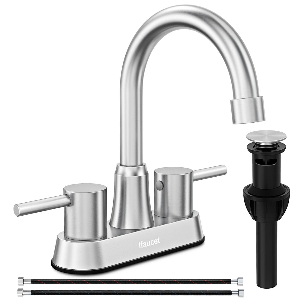 Ifaucet vista frontal en níquel cepillado, aspecto profesional y limpio