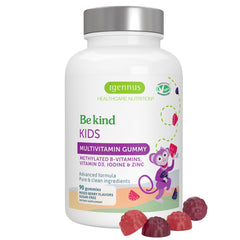 Igennus frasco frontal de gomitas multivitamínicas, claramente etiquetado y atractivo