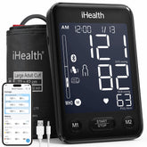 iHealth monitor front view showing clear LCD and one-touch control for easy readings