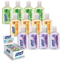 Purell Hand Sanitizer Gel Travel Pack 12 x 1 fl oz — Variety (Mandarin, Lavender, Mint), quick-dry & skin-conditioning