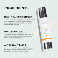 IMAGE Skincare primer plano de etiqueta con ingredientes clave visibles