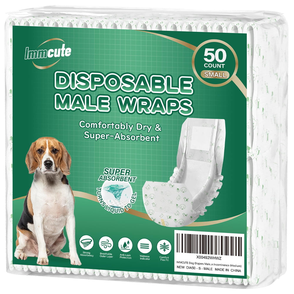 IMMCUTE paquete frontal de pañales para perros machos talla pequeña, protección confiable