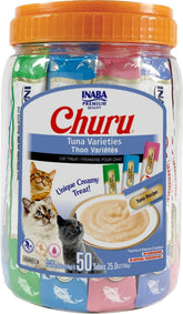 INABA front packaging of tuna 50 tubes showing product benefits and variety
