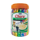 INABA Churu front packaging shows variety pack and convenient tubes for easy feeding