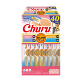 INABA box front view showing salmon Churu tubes and variety benefits
