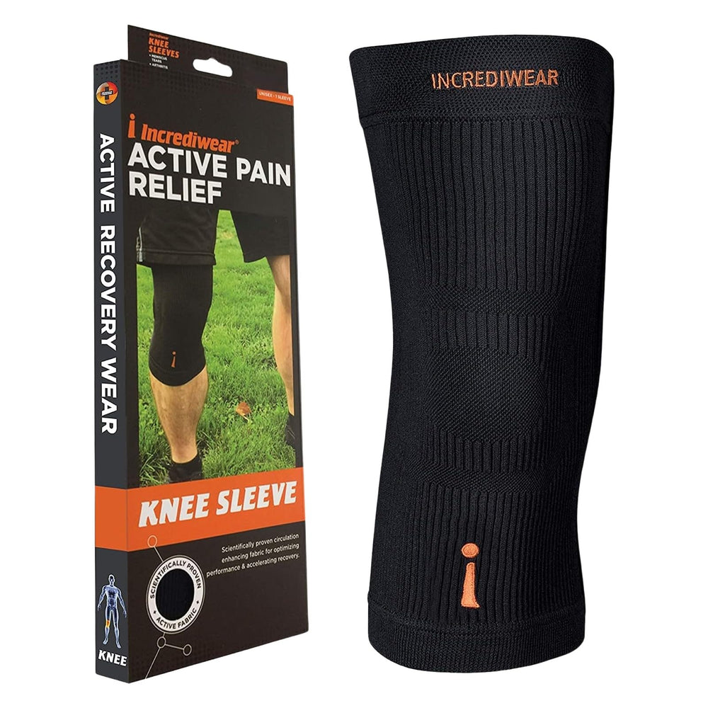 Incrediwear knee sleeve front view showing snug fit and support