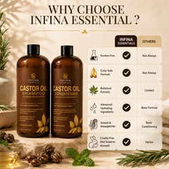 INFINA ESSENTIALS etiqueta legible con ingredientes clave y sellos