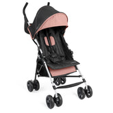 Ingenuity vista frontal del cochecito en dusty rose con diseño ligero y elegante