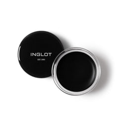 Inglot delineador gel frontal mostrando envase compacto y elegante