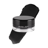Inglot tarro frontal negro con tapa, presentación profesional