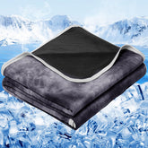 inhand cooling blanket front view showing black tie-dye and cool-look fabric for instant chill