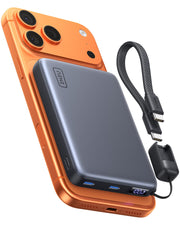 INIU front view of magnetic power bank showing sleek design and fast charging