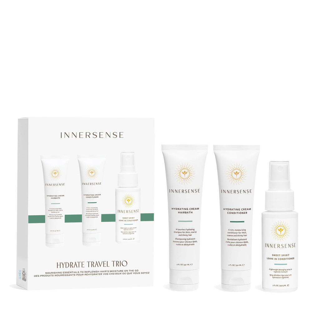 INNERSENSE frente del packaging del set de viaje, portátil y práctico