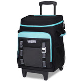 INSMEER front view of rolling cooler showing handle and wheels, easy transport benefit