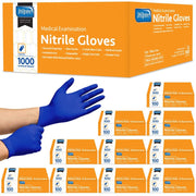 Inspire box front view showing cobalt blue exam gloves and branding for clear identification and quick stocking