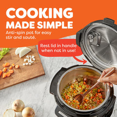 Instant Pot tapa con Easy‑Release para liberación de vapor segura