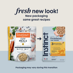 Instinct back label with feeding instructions and nutrition facts for easy use