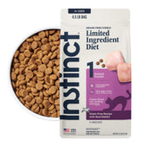 Instinct front of bag showing rabbit recipe and limited-ingredient benefits