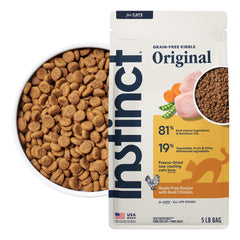 Instinct bag front view showing brand and nutrition benefits