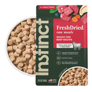Instinct pouch front view showing brand and beef recipe benefits