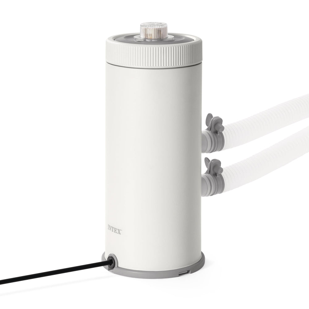 INTEX C100 front view showing compact pump design and easy placement benefit