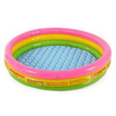 Intex piscina frontal Sunset Glow mostrando diseño colorido y diversión