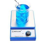 INTLLAB front view of magnetic stirrer showing controls and stainless top plate for durability