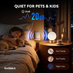 Ionizers positioned near a cat litter box demonstrating odor control benefit