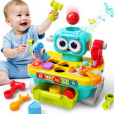 iPlay, iLearn workbench front view showing colorful bench and tools, fosters pretend play