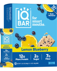 IQBAR empaque frontal limón arándano mostrando sabor y beneficios