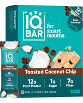 IQBAR frontal del empaque mostrando variedad y bajo azúcar