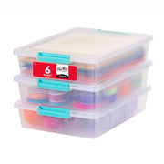 IRIS USA front view of clear 6 qt bin showing contents and visibility benefit