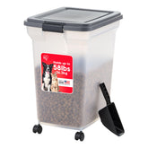 IRIS USA front view showing dark gray container and secure lid, tidy storage solution