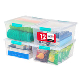 IRIS USA front packaging of 12 qt clear 4-pack showing product benefits