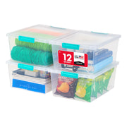 IRIS USA front packaging of 12 qt clear 4-pack showing product benefits