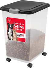 IRIS USA front packaging showing airtight pet food container, convenient storage