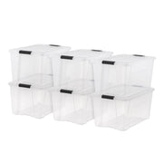 IRIS USA front view of six clear bins showing organization benefit