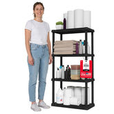 IRIS USA front view of 4-tier black shelf showing compact profile and access