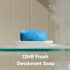 Irish Spring close-up of single Icy Blast bar displaying texture and lather