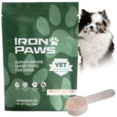 Iron Paws frente del empaque mostrando el tamaño y beneficio nutricional