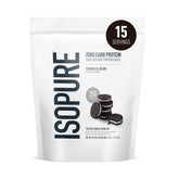 Isopure front packaging Cookies & Cream showing product and servings benefit