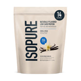 Isopure front packaging showing vanilla bean flavor and benefits