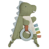 Itzy Ritzy dinosaurio frontal mostrando diseño y cinta sensorial que entretiene