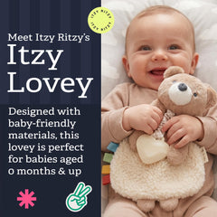Itzy Ritzy detalle de sherpa y minky para estimulación táctil segura