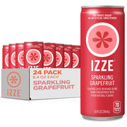 IZZE grapefruit front can showing bright label and bold citrus appeal