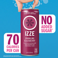 IZZE etiqueta en lata con logo y sabor, lectura clara de la información