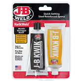 J-B Weld vista frontal del envase KwikWeld mostrando formato profesional y rapidez