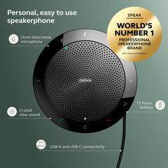 Jabra Speak 510 slim side profile highlighting portable design benefit