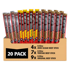 Jack Link's paquete frontal mostrando 20 palitos, conveniente para compartir